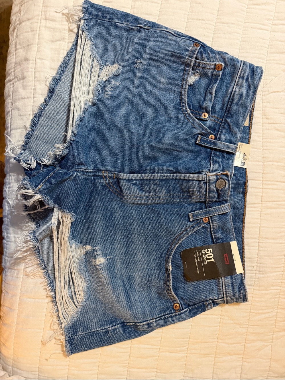 Levi's Distressed Blue Denim Cutoff Shorts